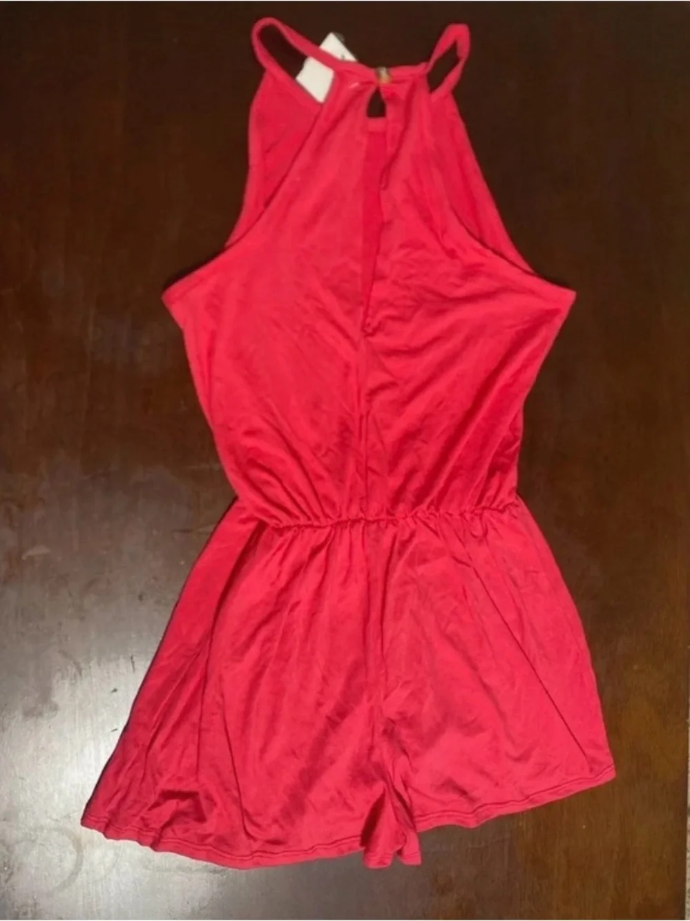 Girls' Red Sleeveless Romper - Classic Summer Style Size Medium